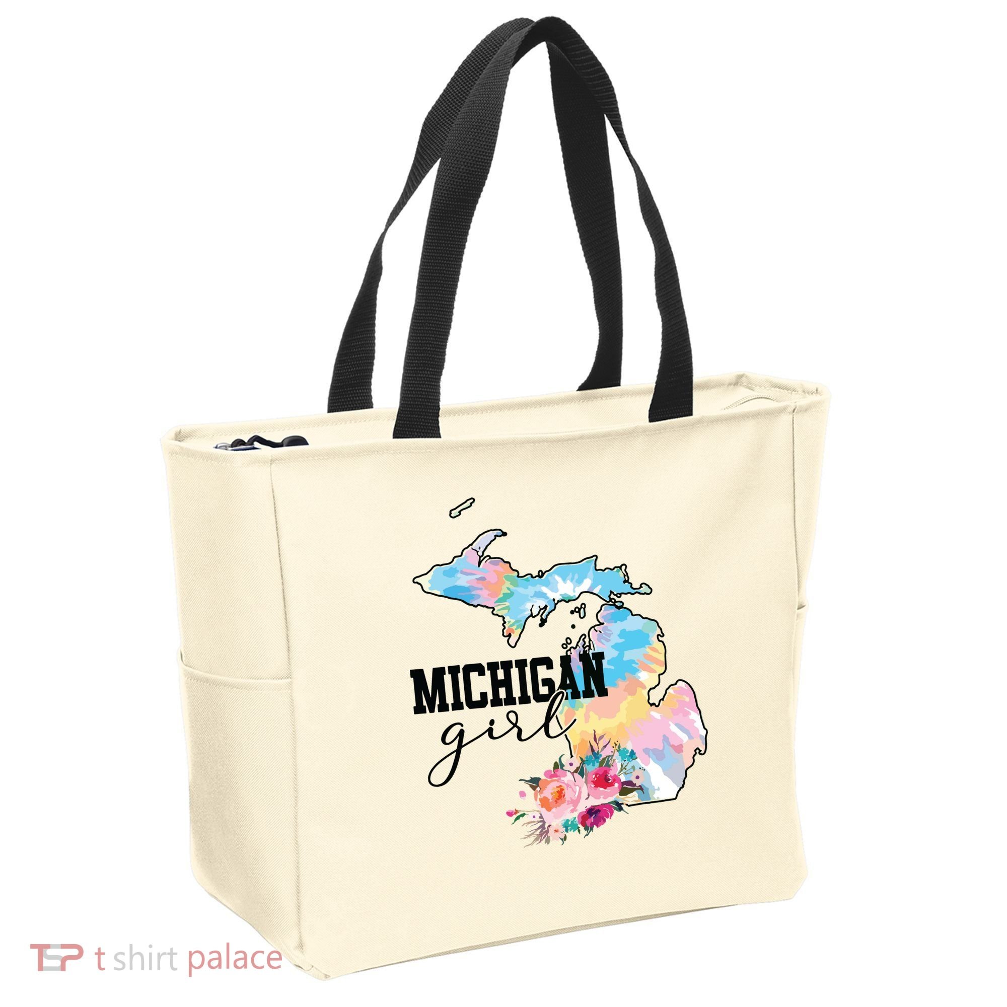 Michigan Girl Tie Dye State Michigan Lovers Tote Bag
