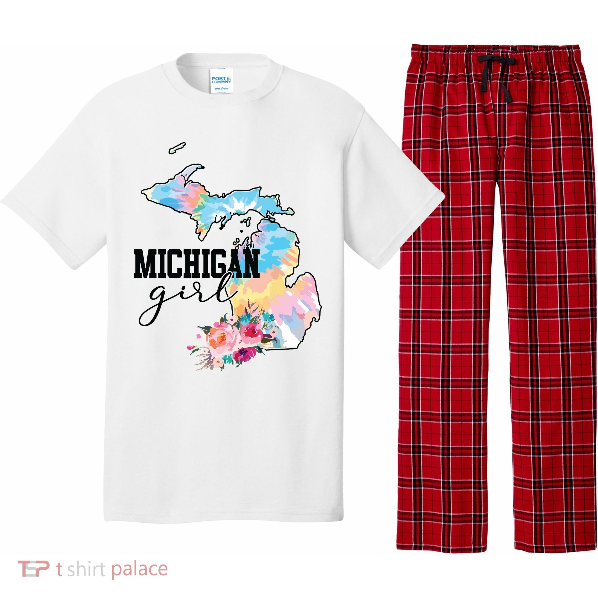Michigan Girl Tie Dye State Michigan Lovers Pajama Set
