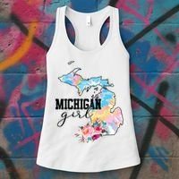 Michigan Girl Tie Dye State Michigan Lovers Women's Tank Top thumb 3