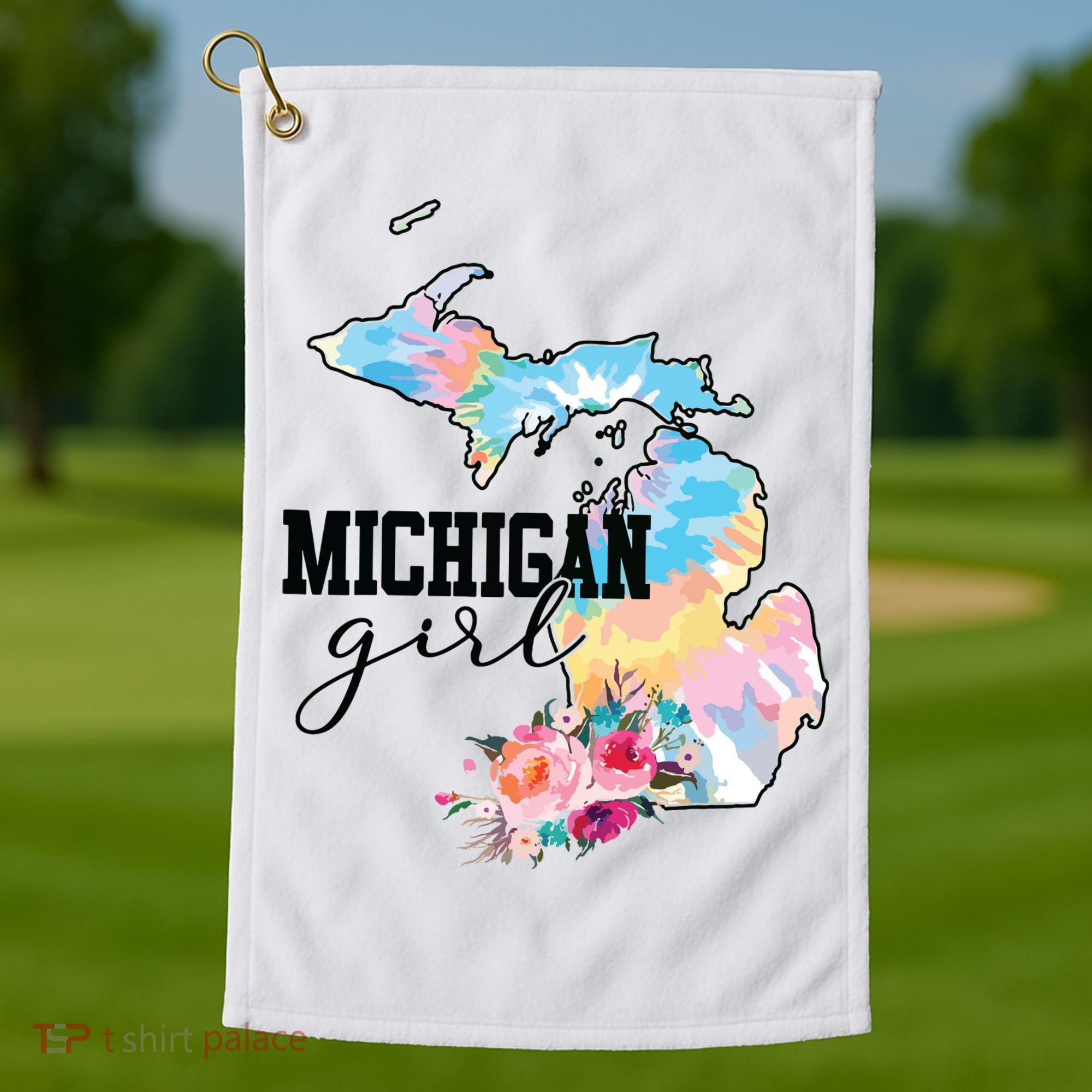 Michigan Girl Tie Dye State Michigan Lovers Golf Towel