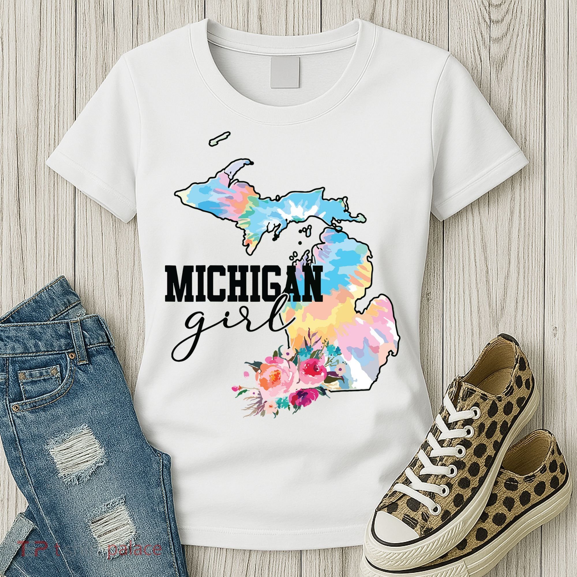 Michigan Girl Tie Dye State Michigan Lovers Women's T-Shirt
