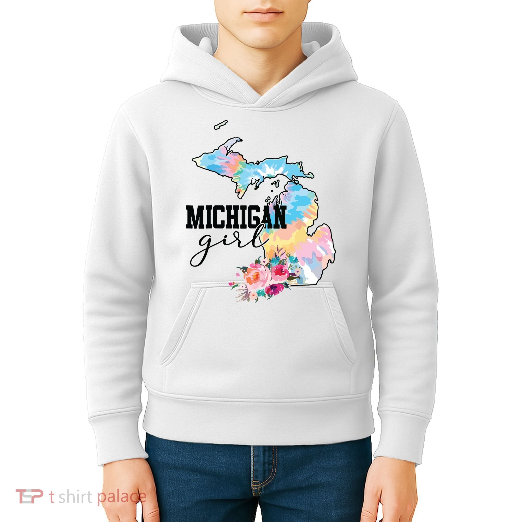 Michigan Girl Tie Dye State Michigan Lovers Kids Hoodie