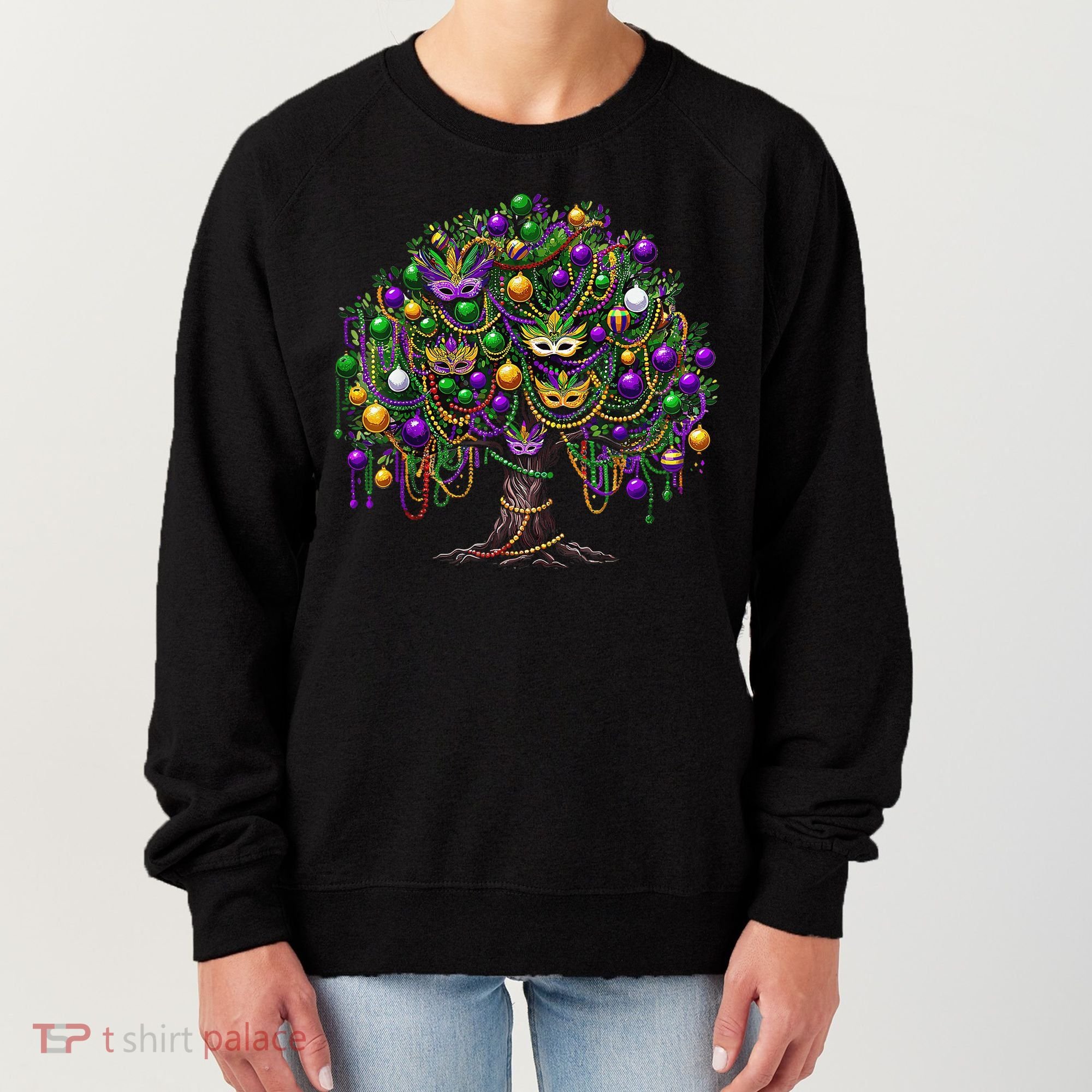 Mardi Gras Tree Beads New Orleans 2025 Festival Bead Tree Women's Sweatshirt