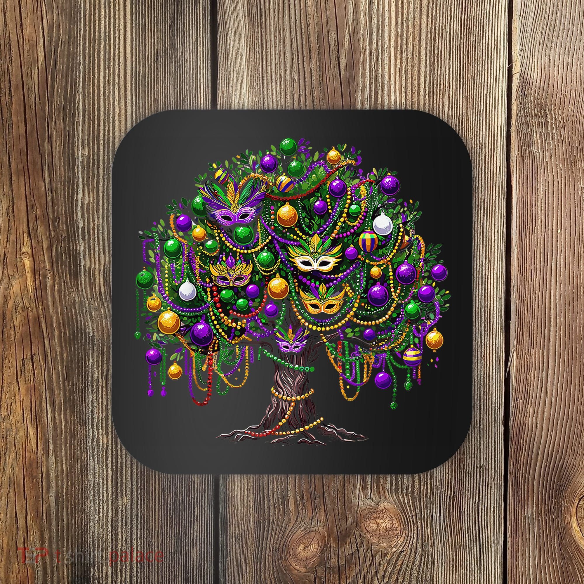 Mardi Gras Tree Beads New Orleans 2025 Festival Bead Tree Coaster