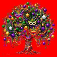 Mardi Gras Tree Beads New Orleans 2025 Festival Bead Tree Santa Hat thumb 1