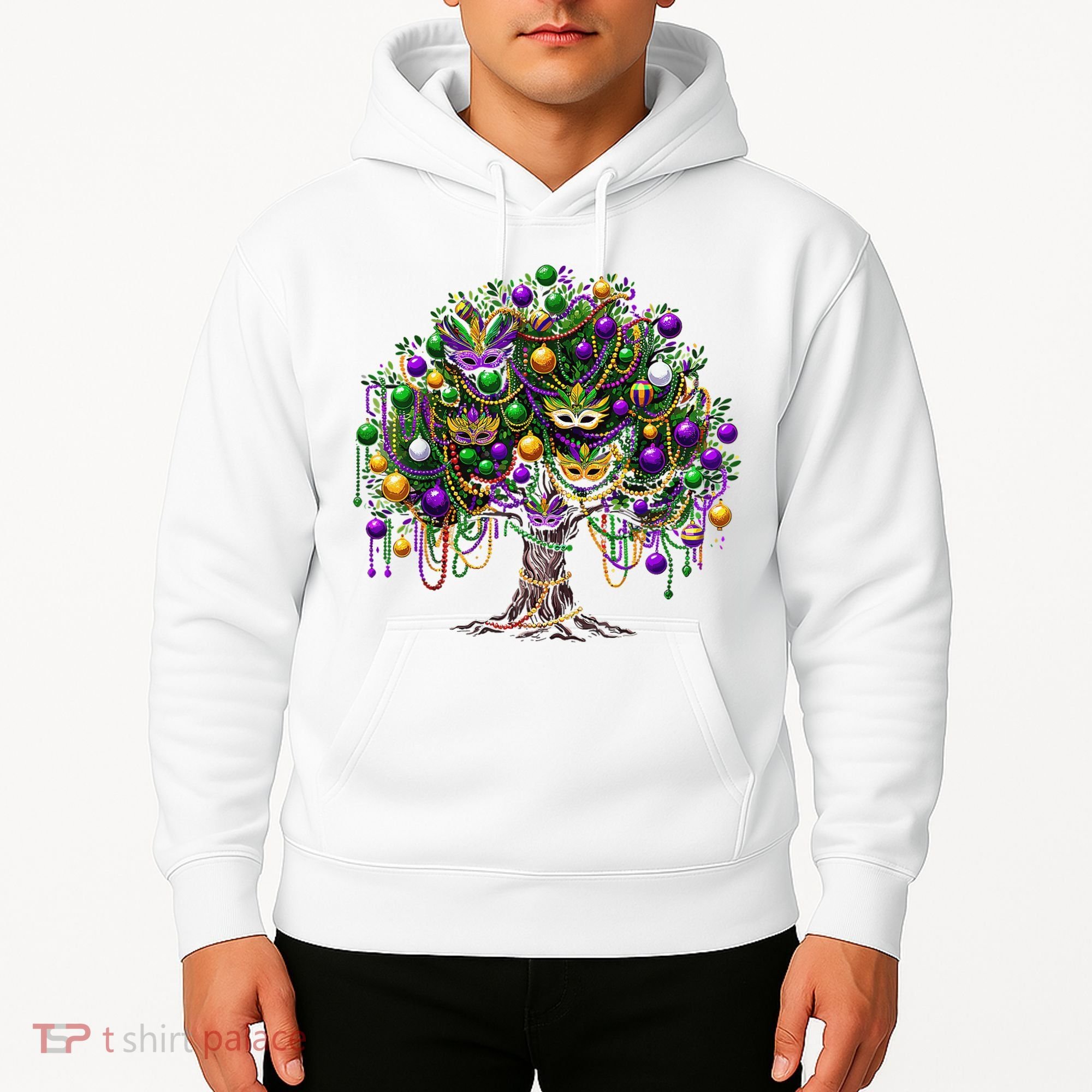 Mardi Gras Tree Beads New Orleans 2025 Festival Bead Tree Hoodie