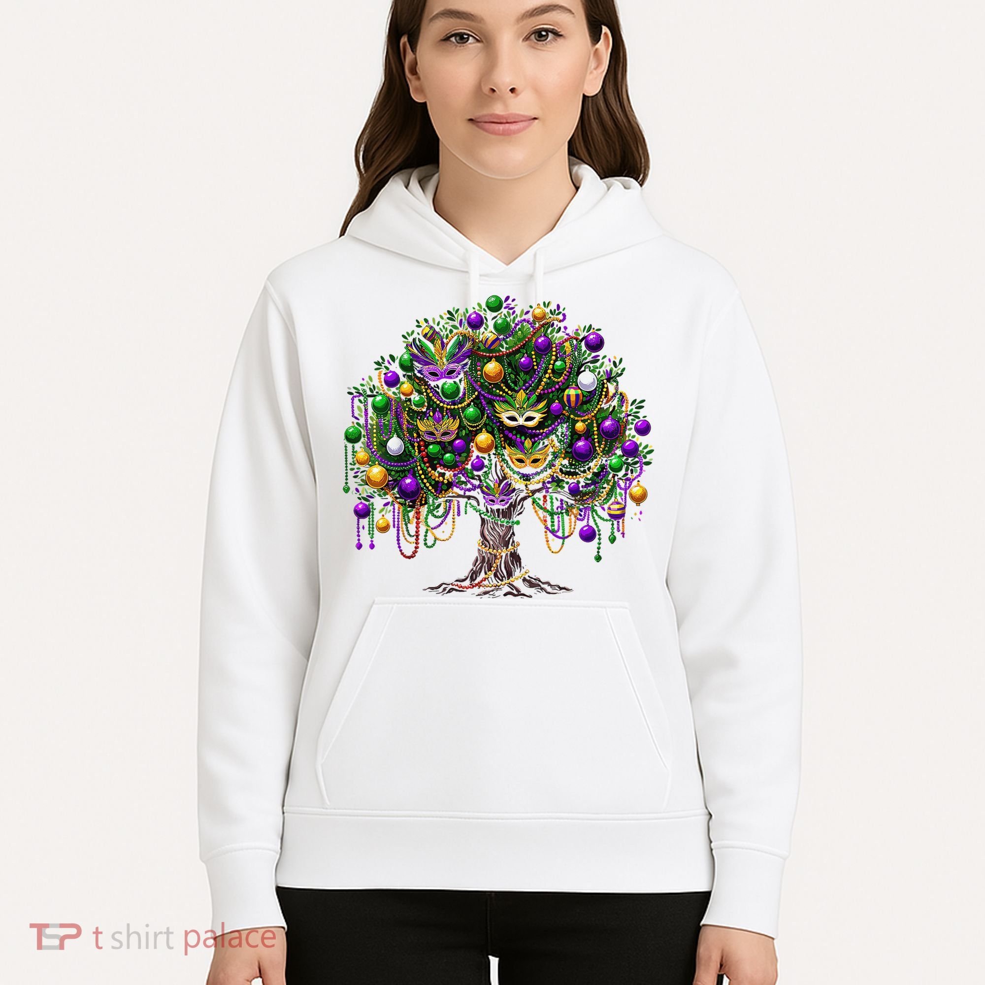 Mardi Gras Tree Beads New Orleans 2025 Festival Bead Tree Hoodie