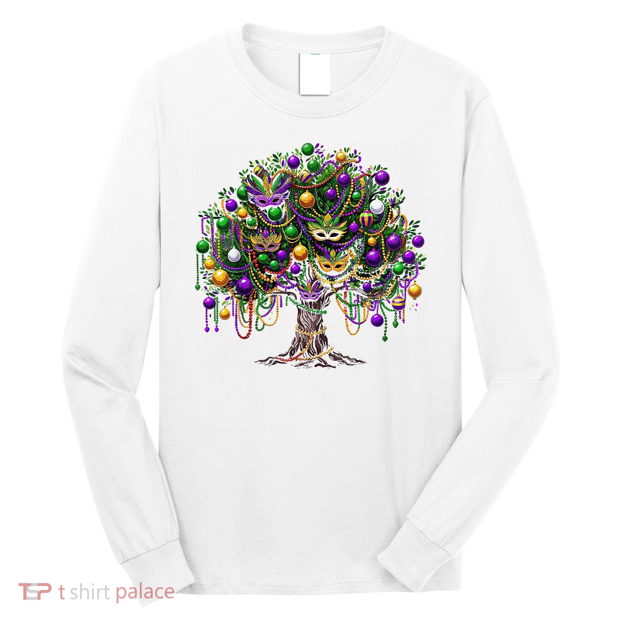 Mardi Gras Tree Beads New Orleans 2025 Festival Bead Tree Long Sleeve Shirt