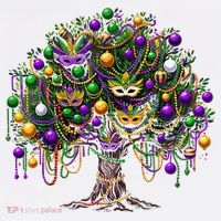 Mardi Gras Tree Beads New Orleans 2025 Festival Bead Tree T-Shirt thumb 7