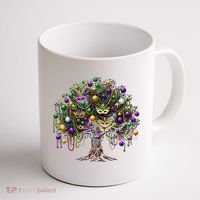 Mardi Gras Tree Beads New Orleans 2025 Festival Bead Tree Coffee Mug thumb 1