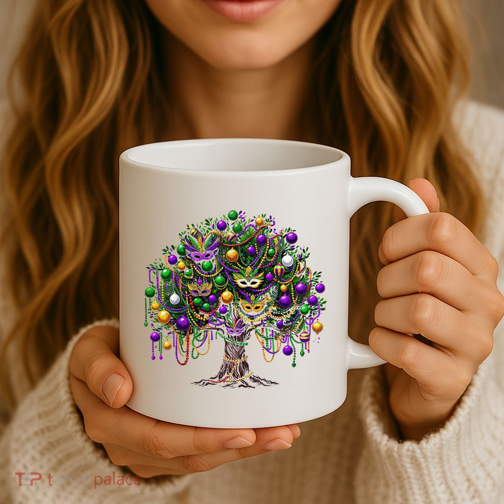 Mardi Gras Tree Beads New Orleans 2025 Festival Bead Tree Coffee Mug