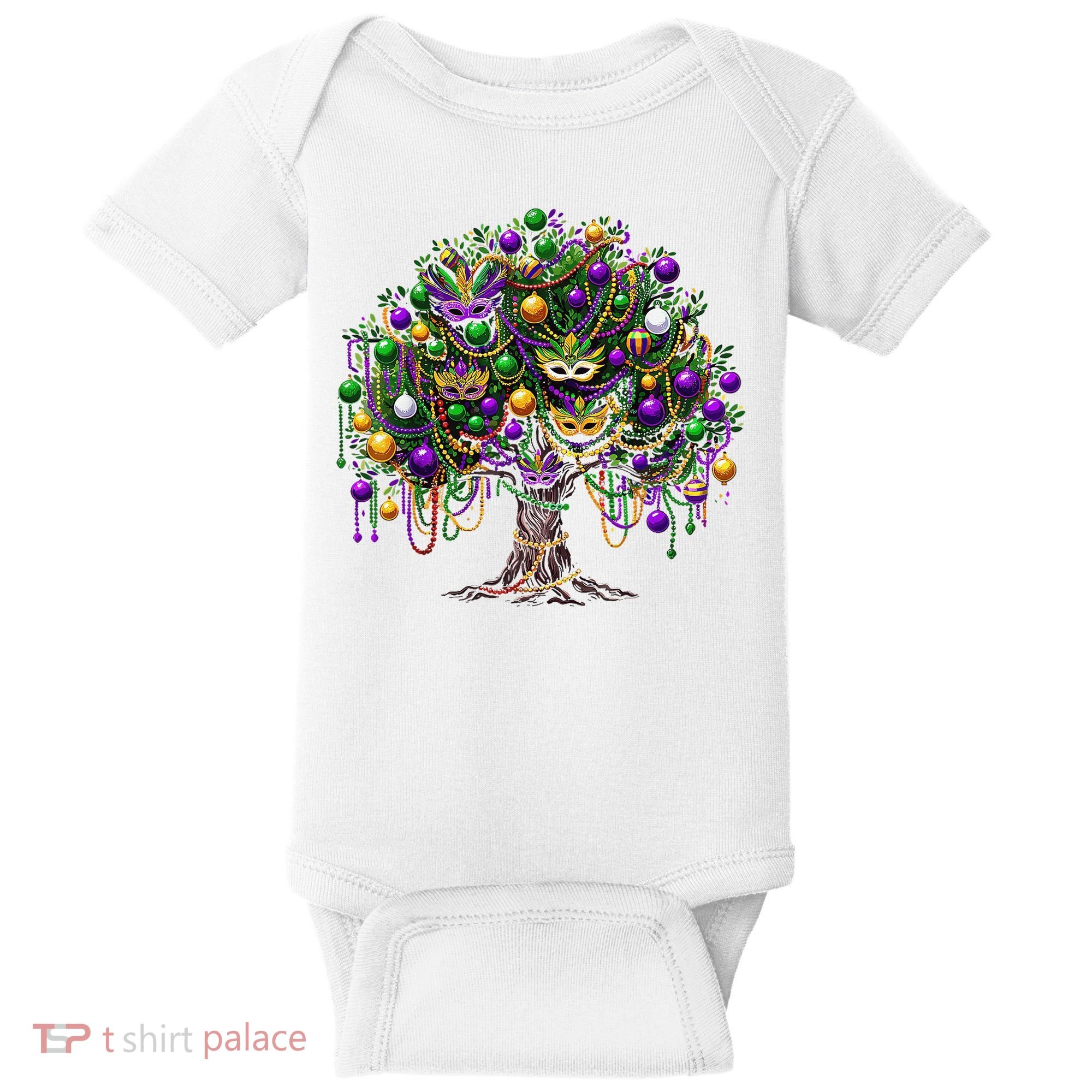 Mardi Gras Tree Beads New Orleans 2025 Festival Bead Tree Baby Bodysuit