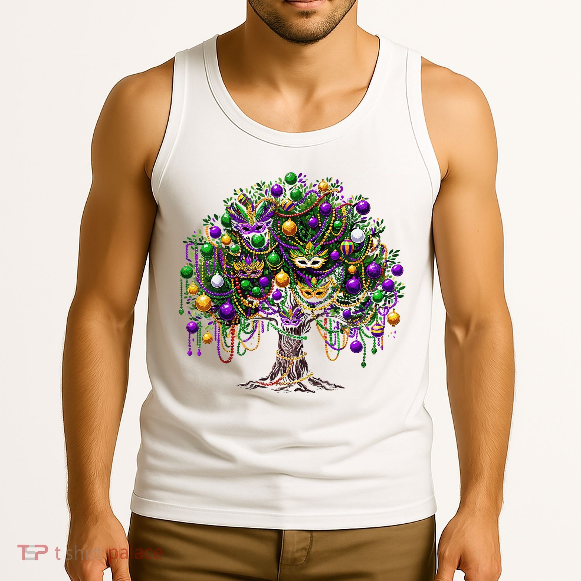 Mardi Gras Tree Beads New Orleans 2025 Festival Bead Tree Tank Top