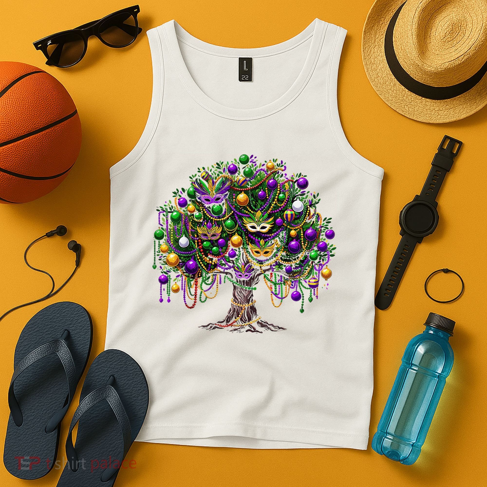Mardi Gras Tree Beads New Orleans 2025 Festival Bead Tree Tank Top