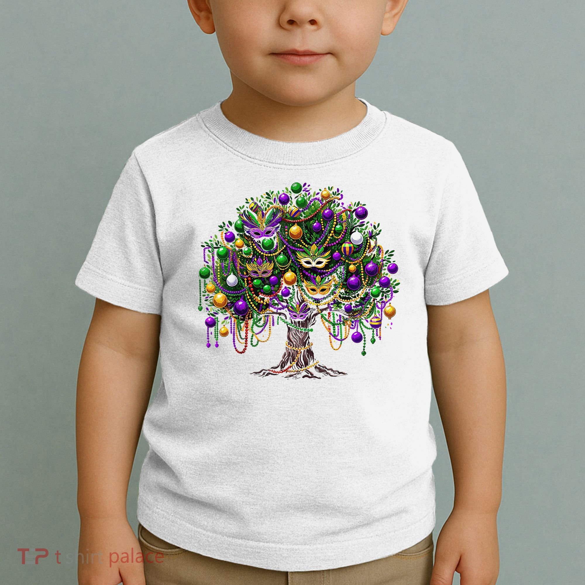Mardi Gras Tree Beads New Orleans 2025 Festival Bead Tree Toddler T-Shirt