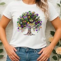 Mardi Gras Tree Beads New Orleans 2025 Festival Bead Tree Women's T-Shirt thumb 2