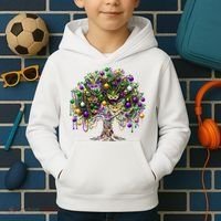 Mardi Gras Tree Beads New Orleans 2025 Festival Bead Tree Kids Hoodie thumb 2