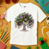 Mardi Gras Tree Beads New Orleans 2025 Festival Bead Tree Kids T-Shirt thumb 3