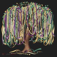 Mardi Gras Tree Beads New Orleans 2025 Festival Bead Tree Women's Sweatshirt thumb 2