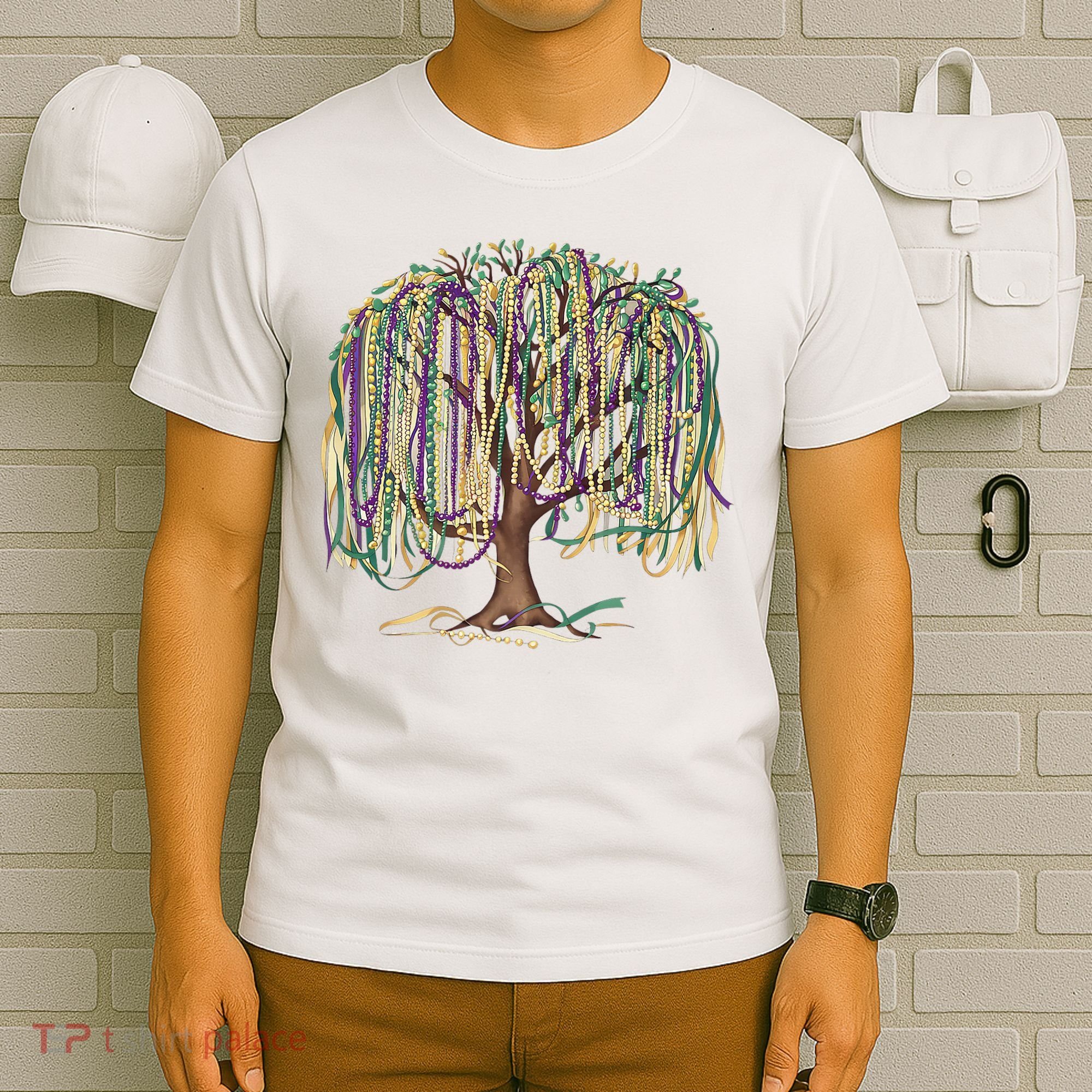Mardi Gras Tree Beads New Orleans 2025 Festival Bead Tree T-Shirt