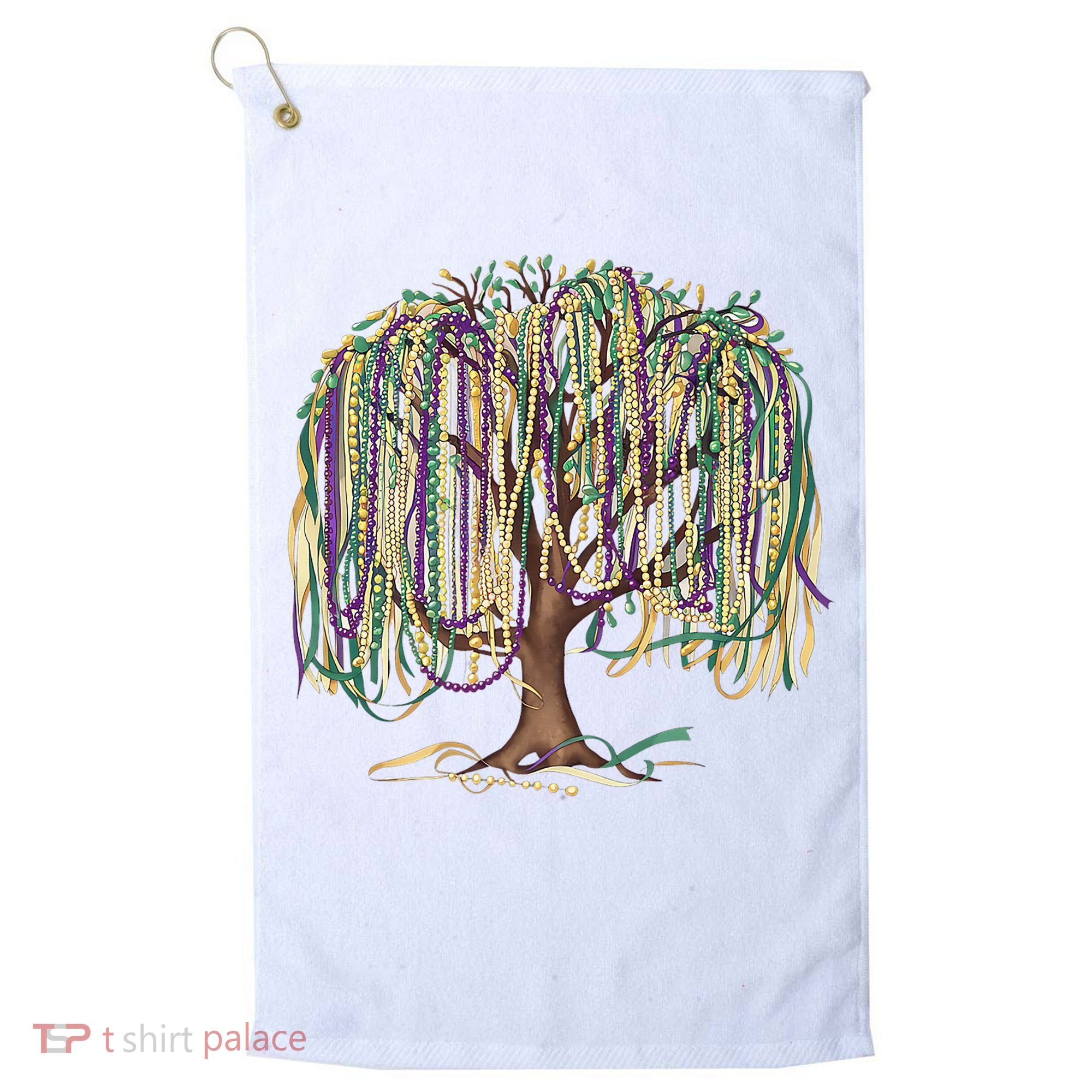Mardi Gras Tree Beads New Orleans 2025 Festival Bead Tree Golf Towel