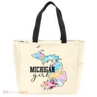 Michigan Girl Tie Dye State Michigan Tote Bag thumb 0