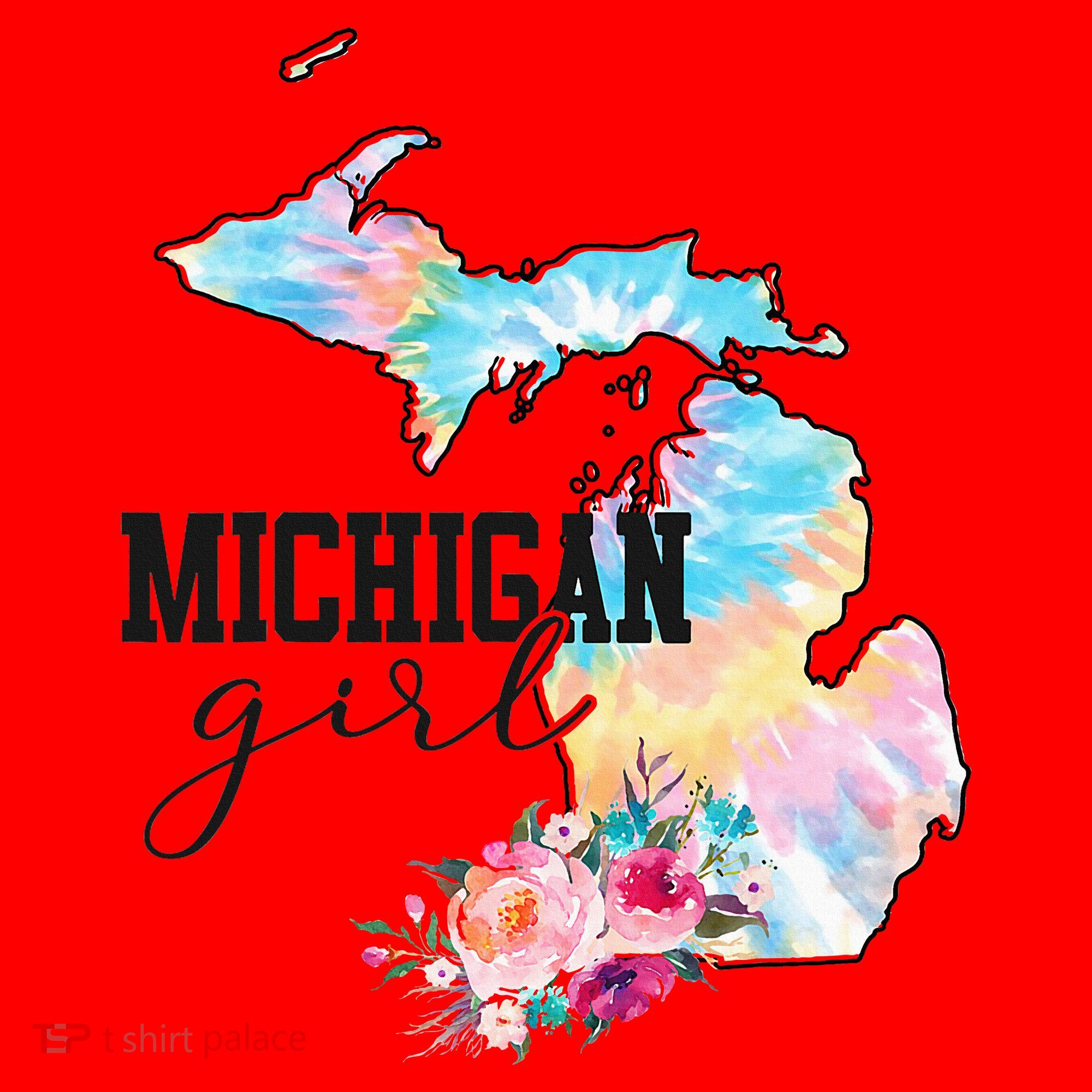 Michigan Girl Tie Dye State Michigan Santa Hat