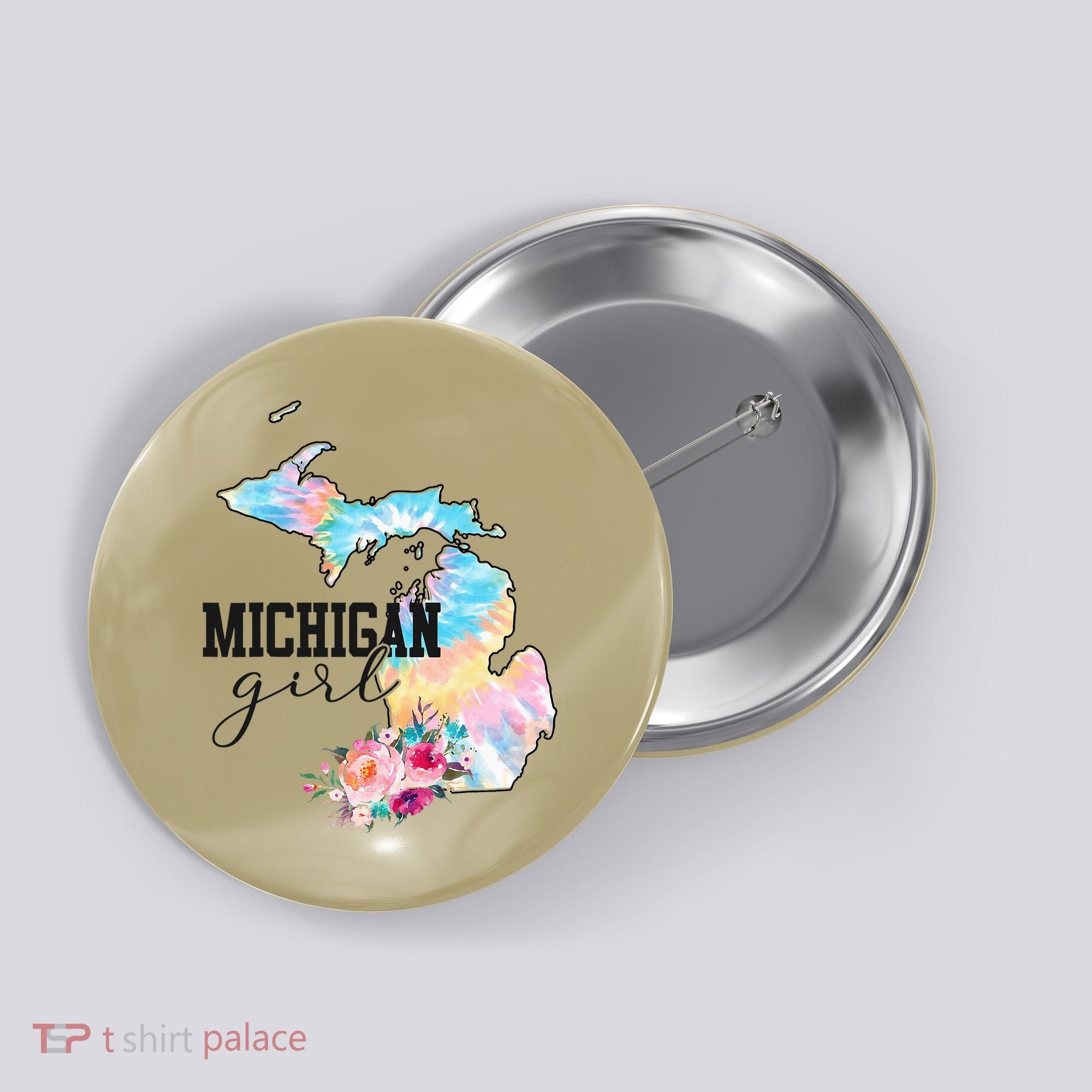 Michigan Girl Tie Dye State Michigan Button