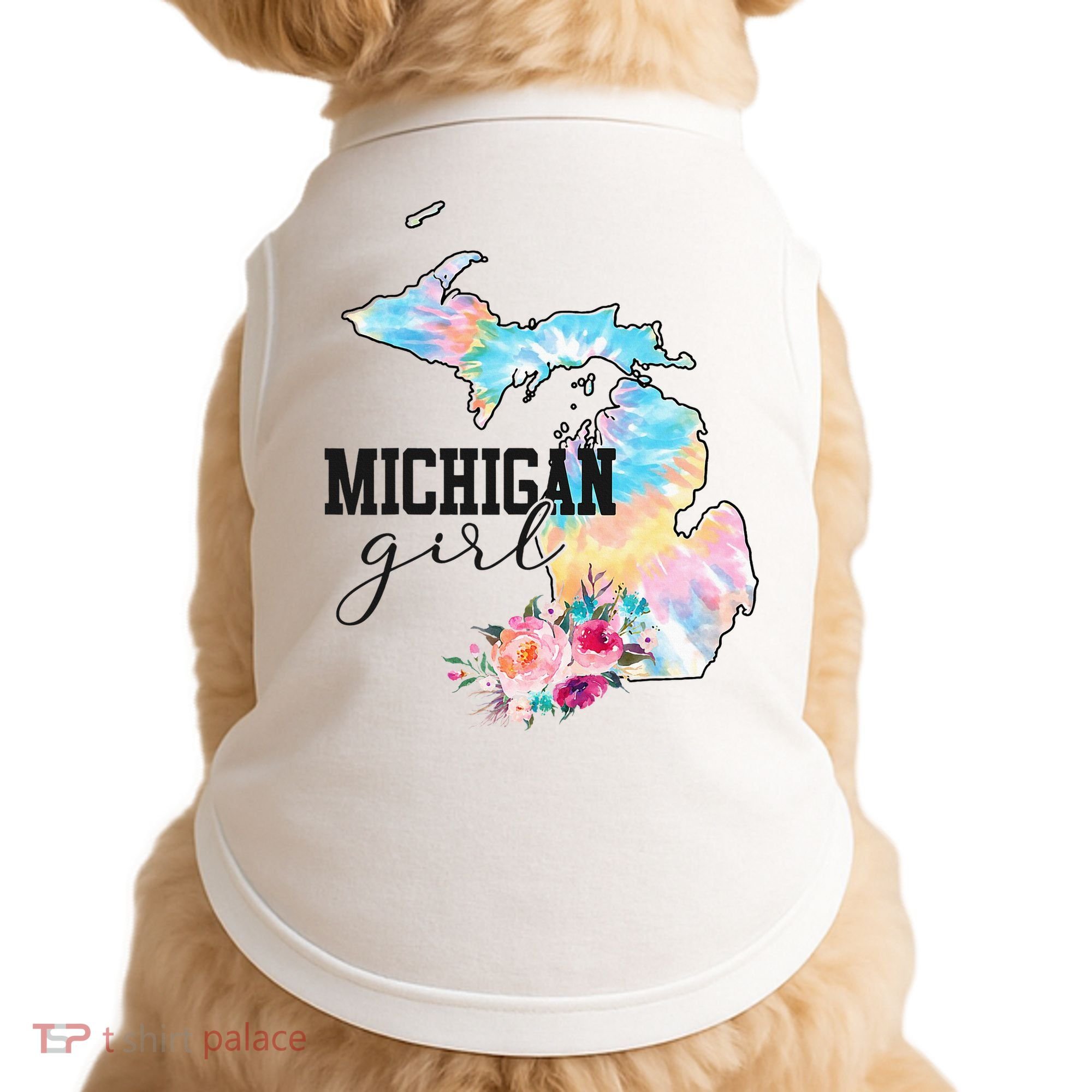 Michigan Girl Tie Dye State Michigan Doggie Tank