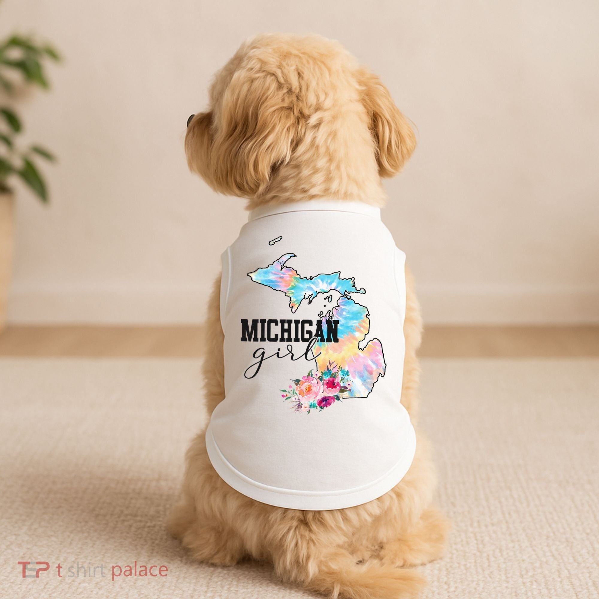 Michigan Girl Tie Dye State Michigan Doggie Tank