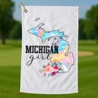 Michigan Girl Tie Dye State Michigan Golf Towel thumb 1