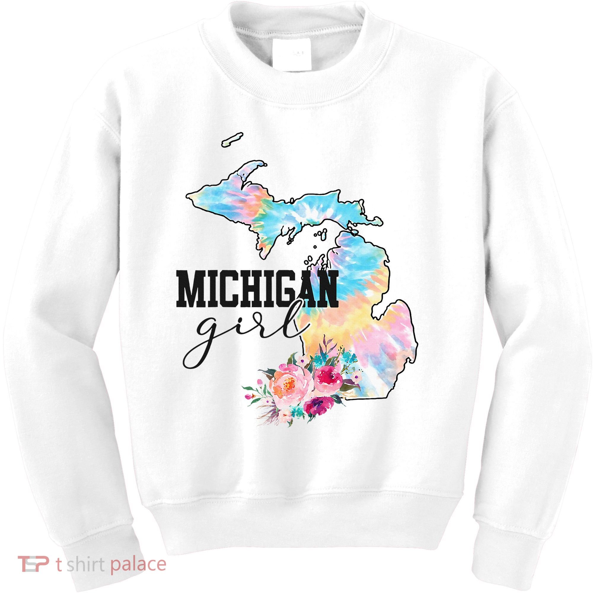 Michigan Girl Tie Dye State Michigan Kids Sweatshirt