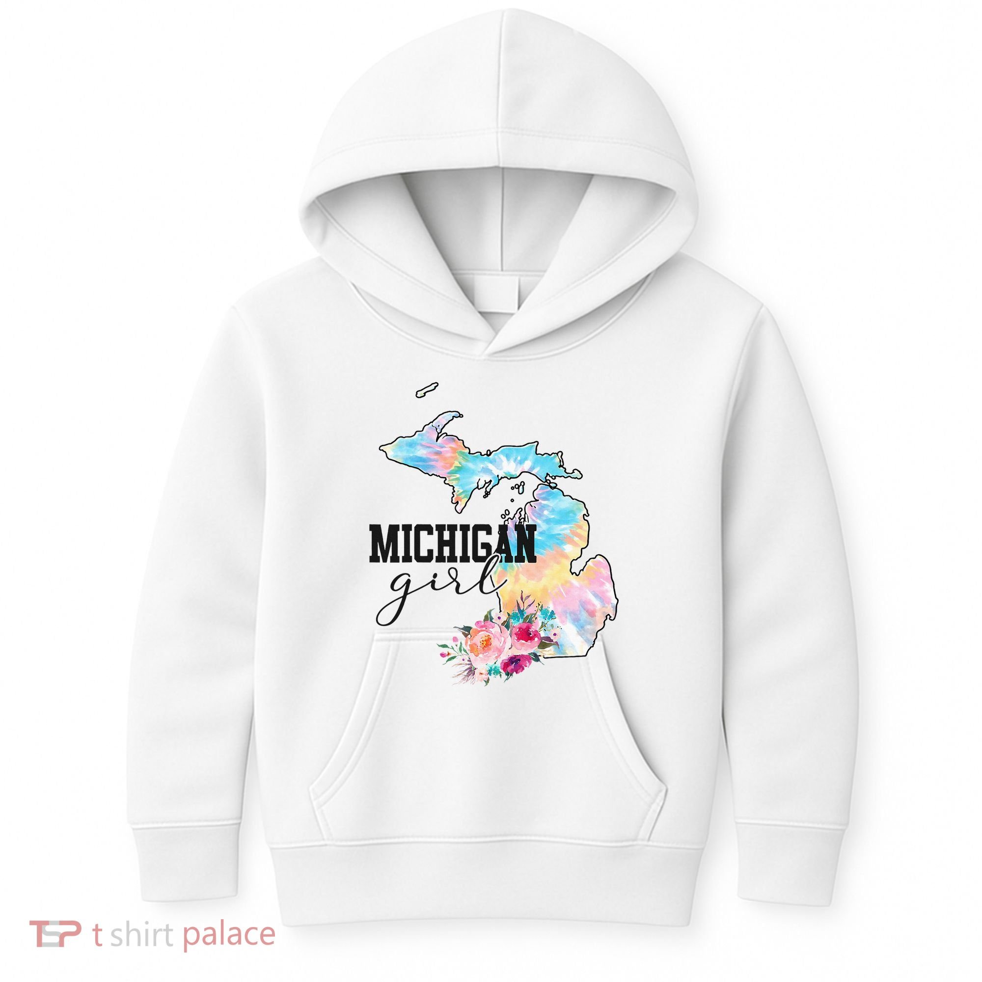 Michigan Girl Tie Dye State Michigan Kids Hoodie