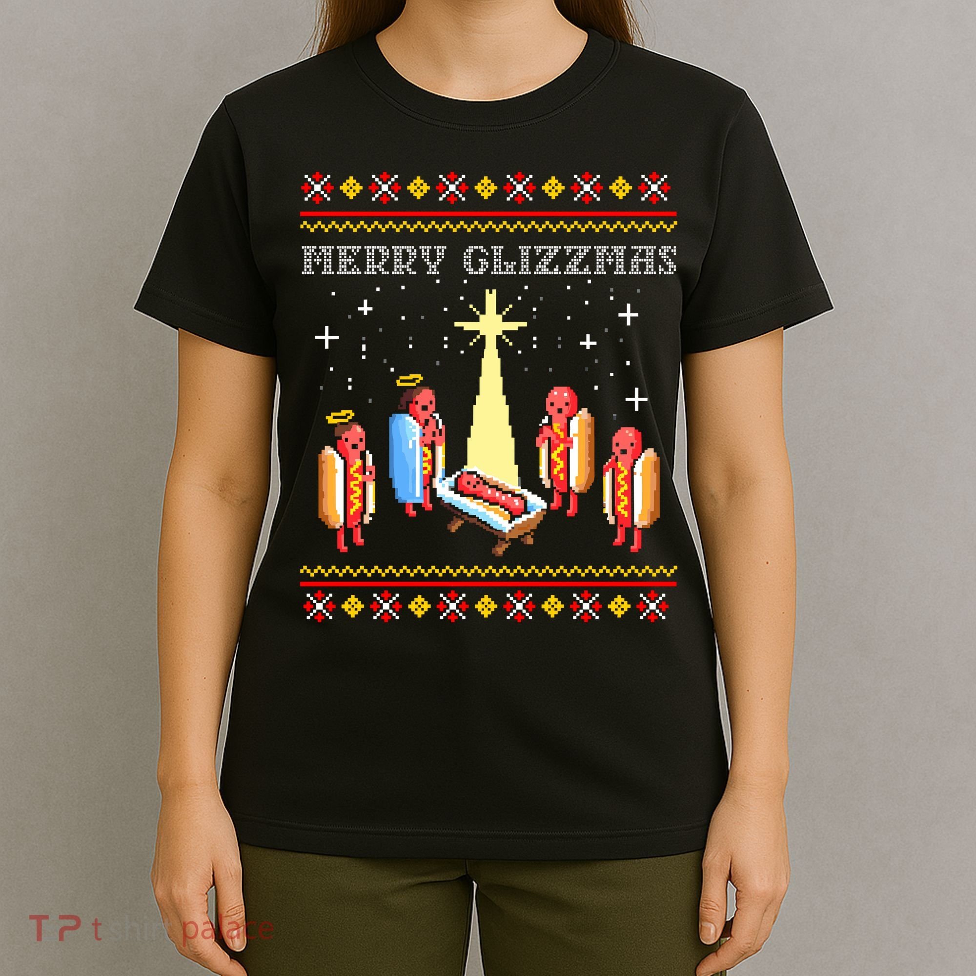 Merry Glizzmas Tacky Funny Merry Christmas Hot Dogs T-Shirt