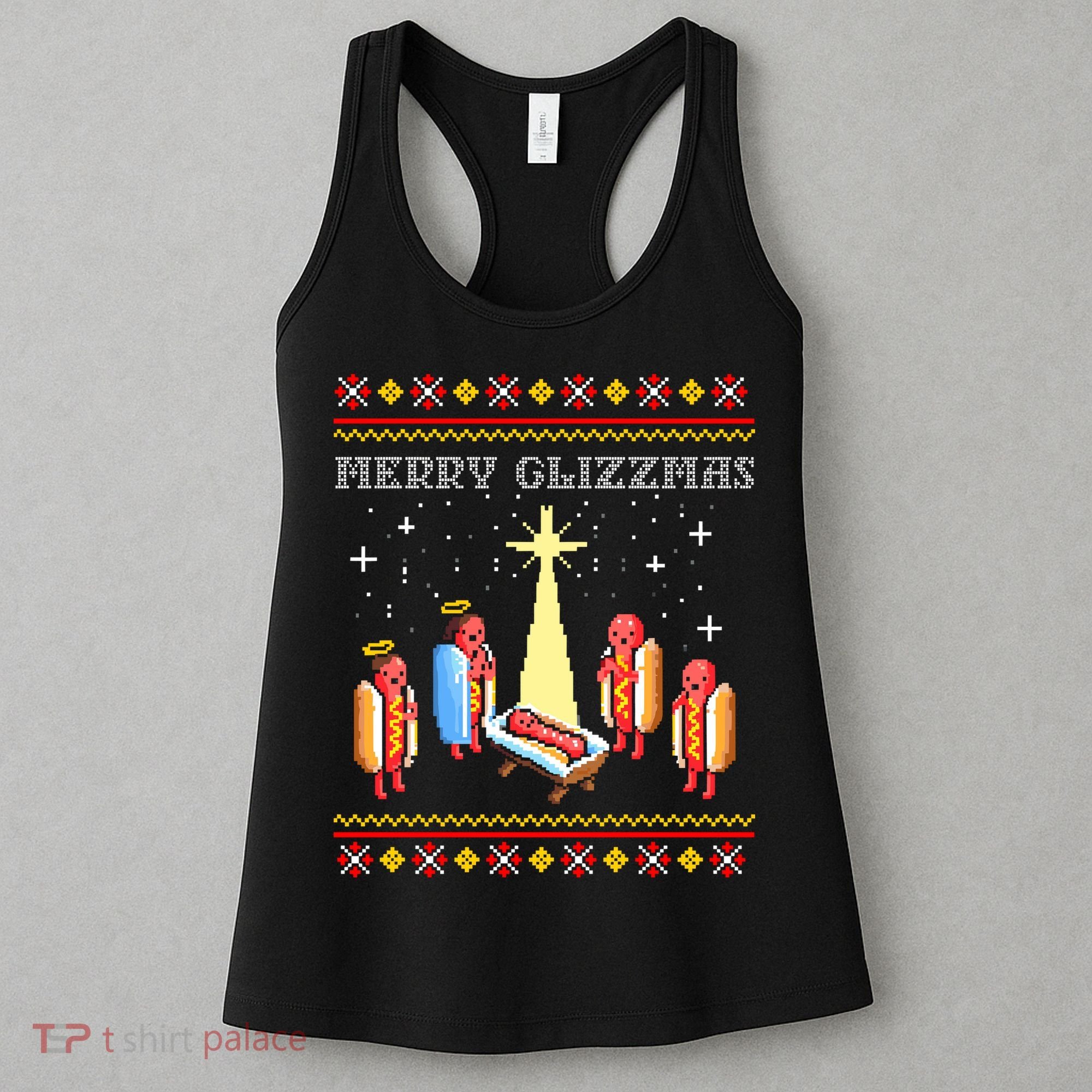 Merry Glizzmas Tacky Funny Merry Christmas Hot Dogs Women's Tank Top
