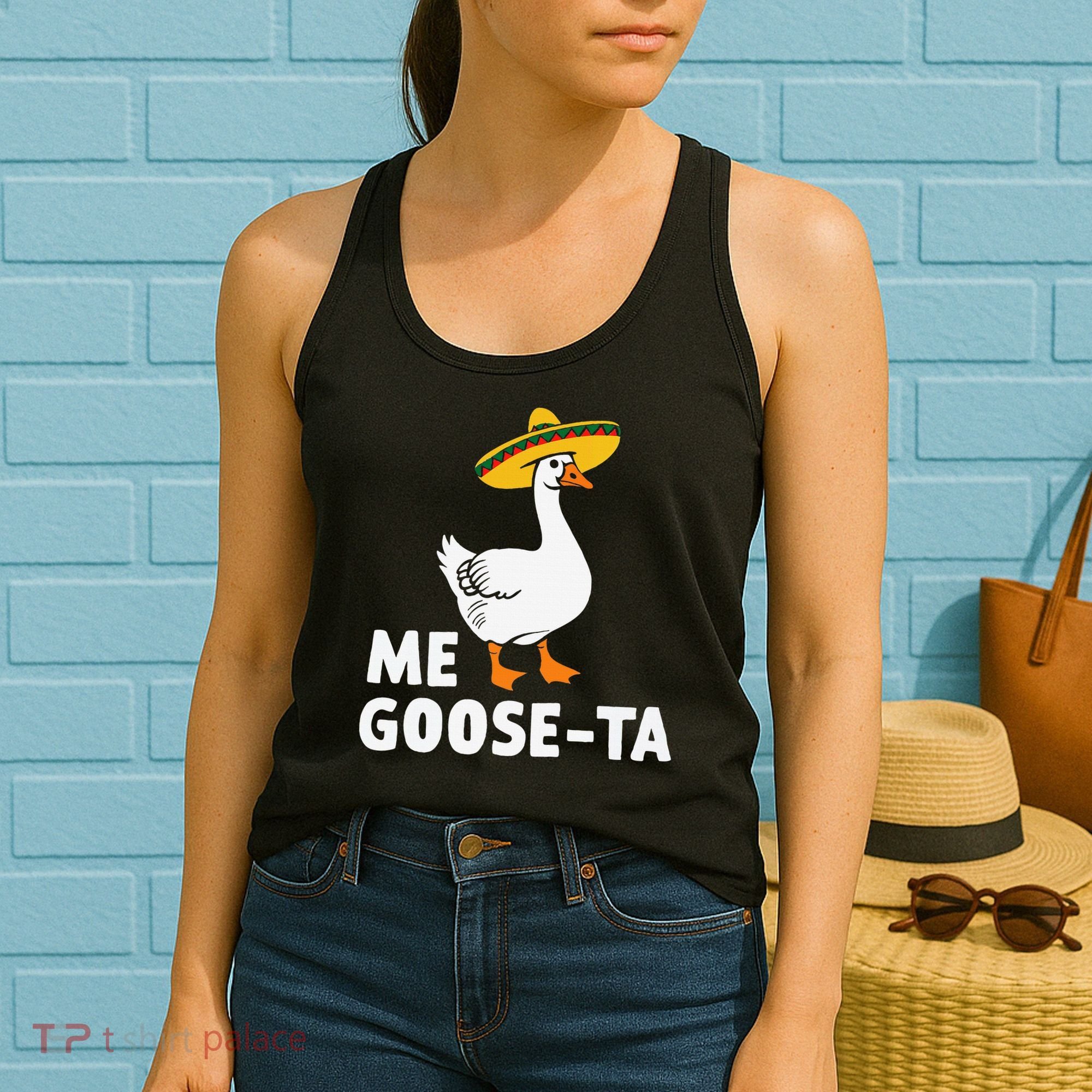 Me Goose Ta Goose Fiesta Humor Pun Mexican Party Women's Tank Top