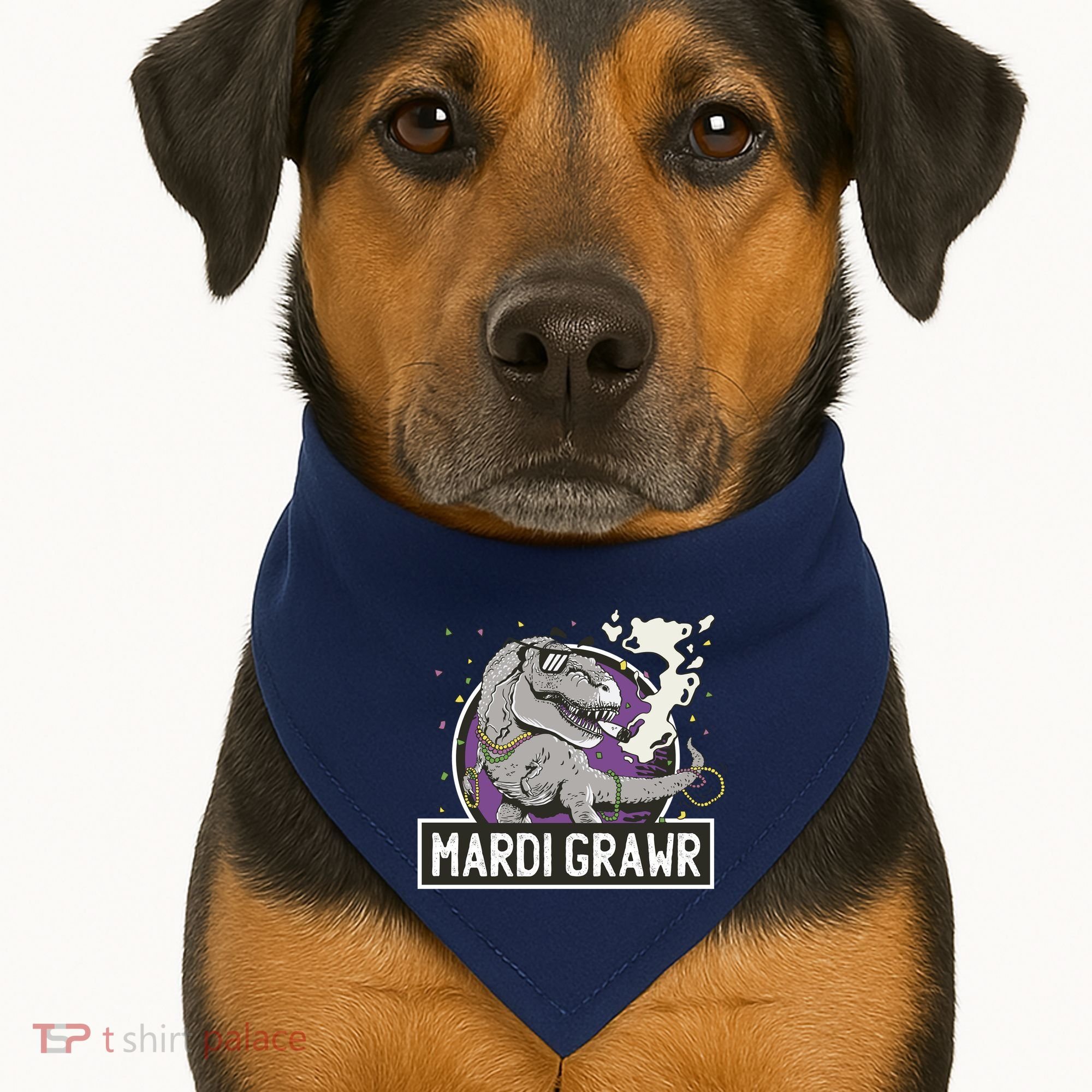 Mardi Grawr T Rex USA-Made Doggie Bandana