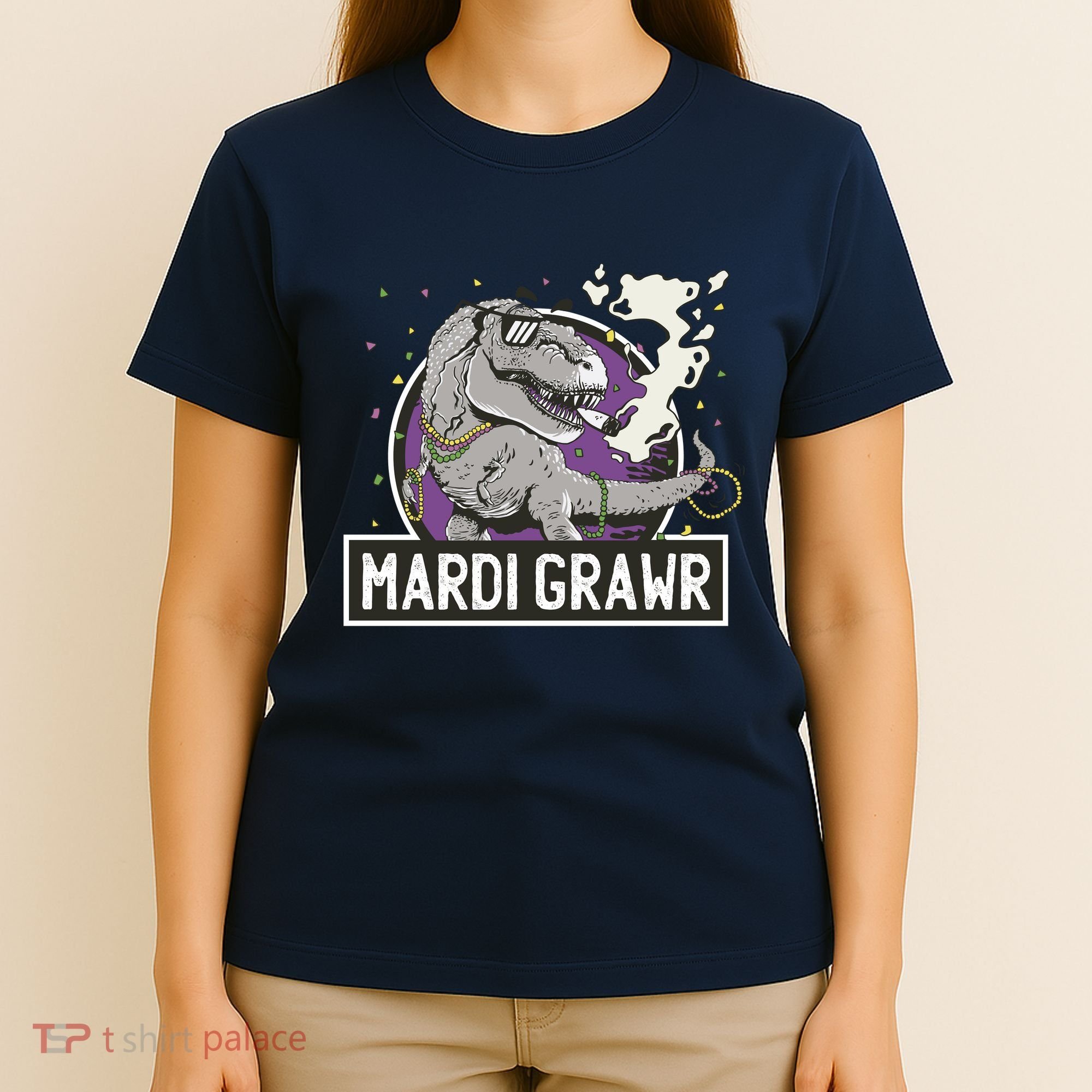 Mardi Grawr T Rex T-Shirt