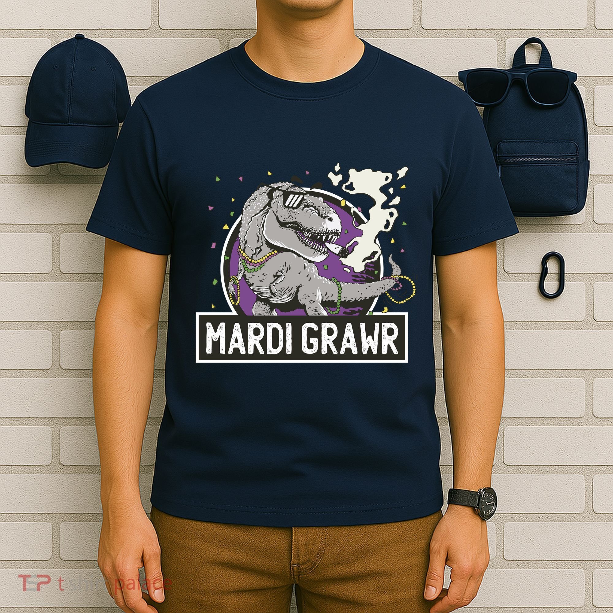 Mardi Grawr T Rex T-Shirt