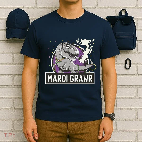 Mardi Grawr T Rex T-Shirt