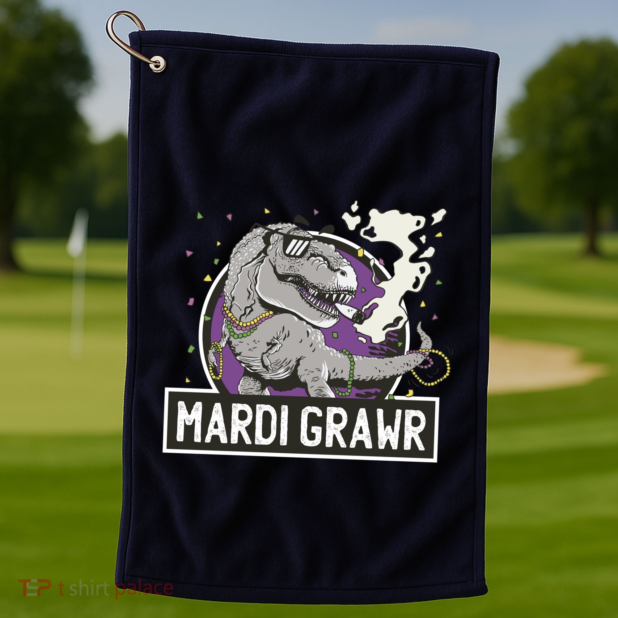 Mardi Grawr T Rex Golf Towel