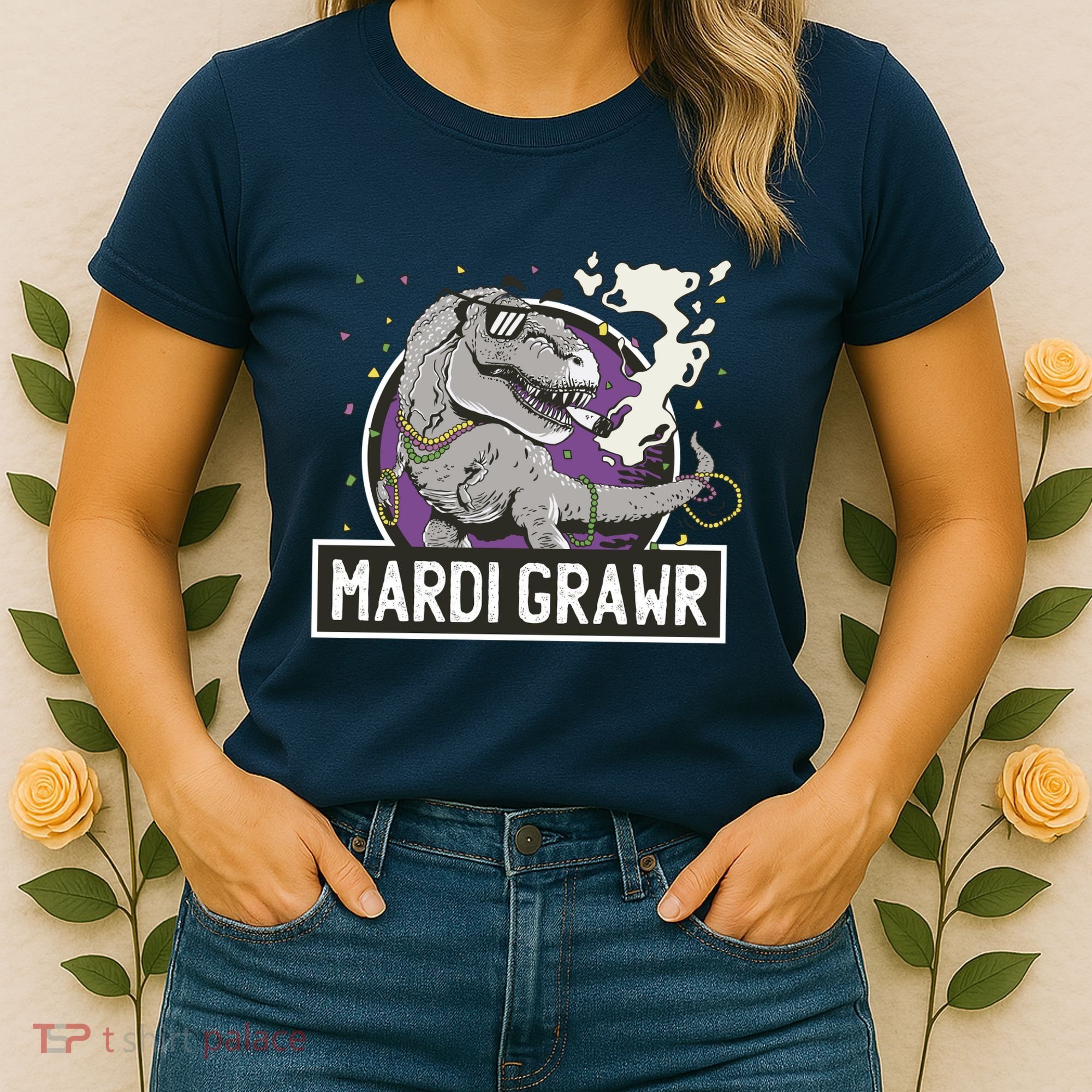 Mardi Grawr T Rex Women's T-Shirt