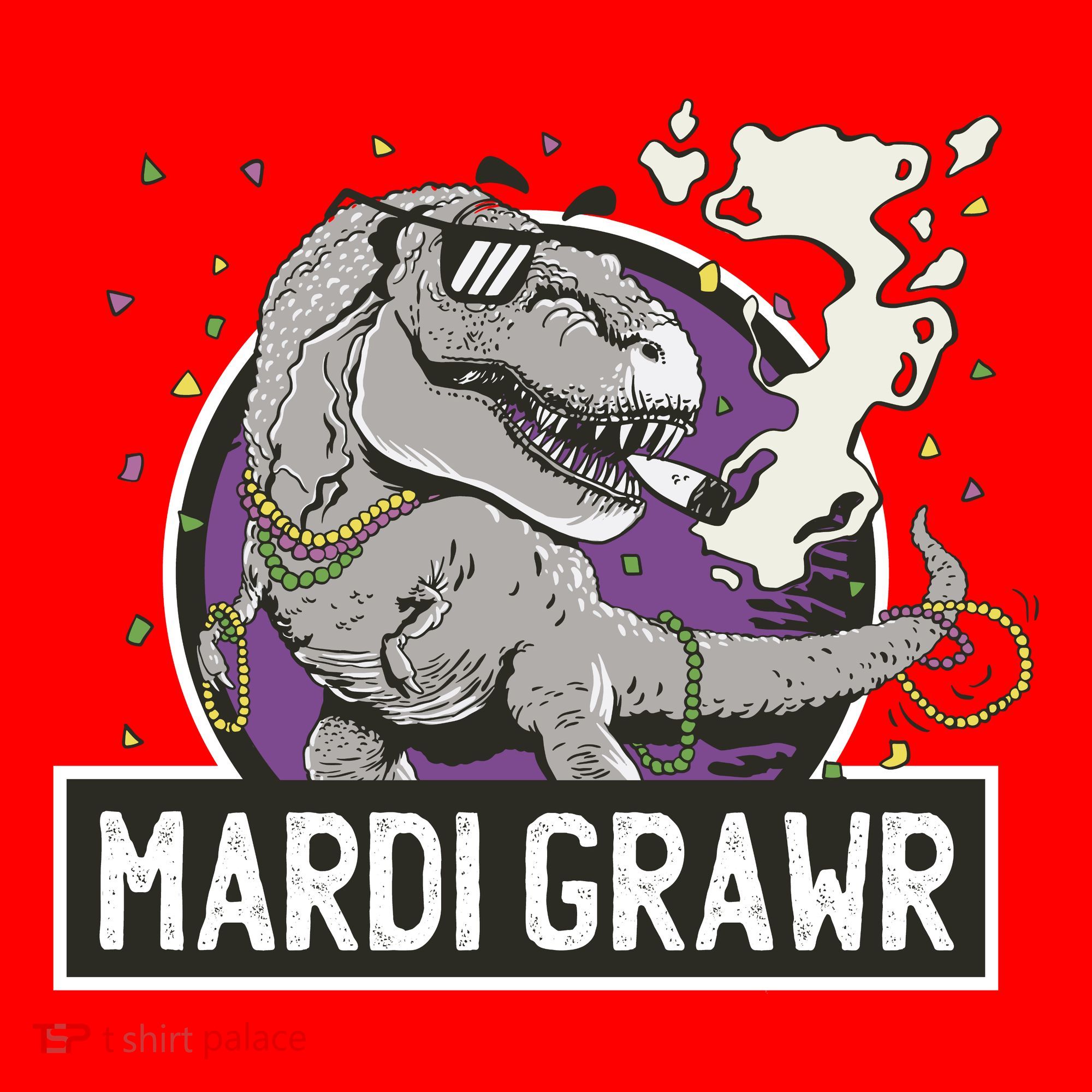 Mardi Grawr T Rex Santa Hat