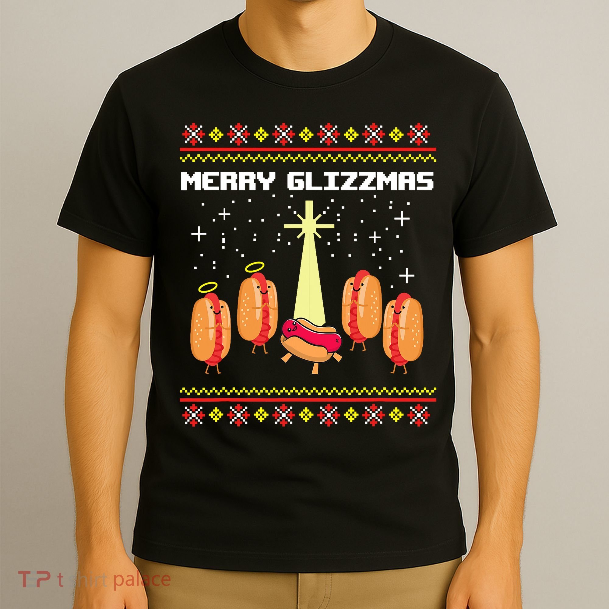 Merry Glizzmas Tacky Funny Merry Christmas Hot Dogs T-Shirt