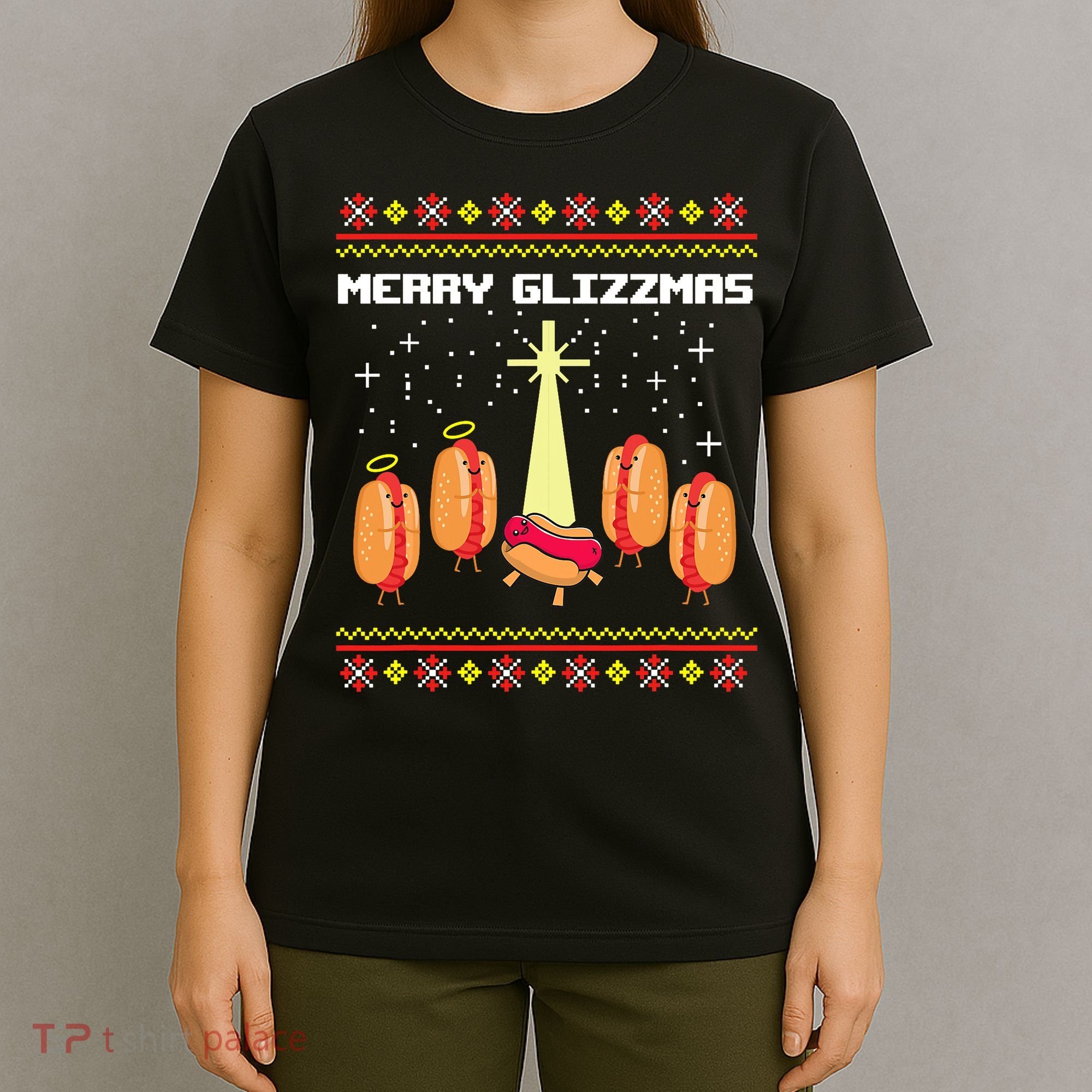 Merry Glizzmas Tacky Funny Merry Christmas Hot Dogs T-Shirt