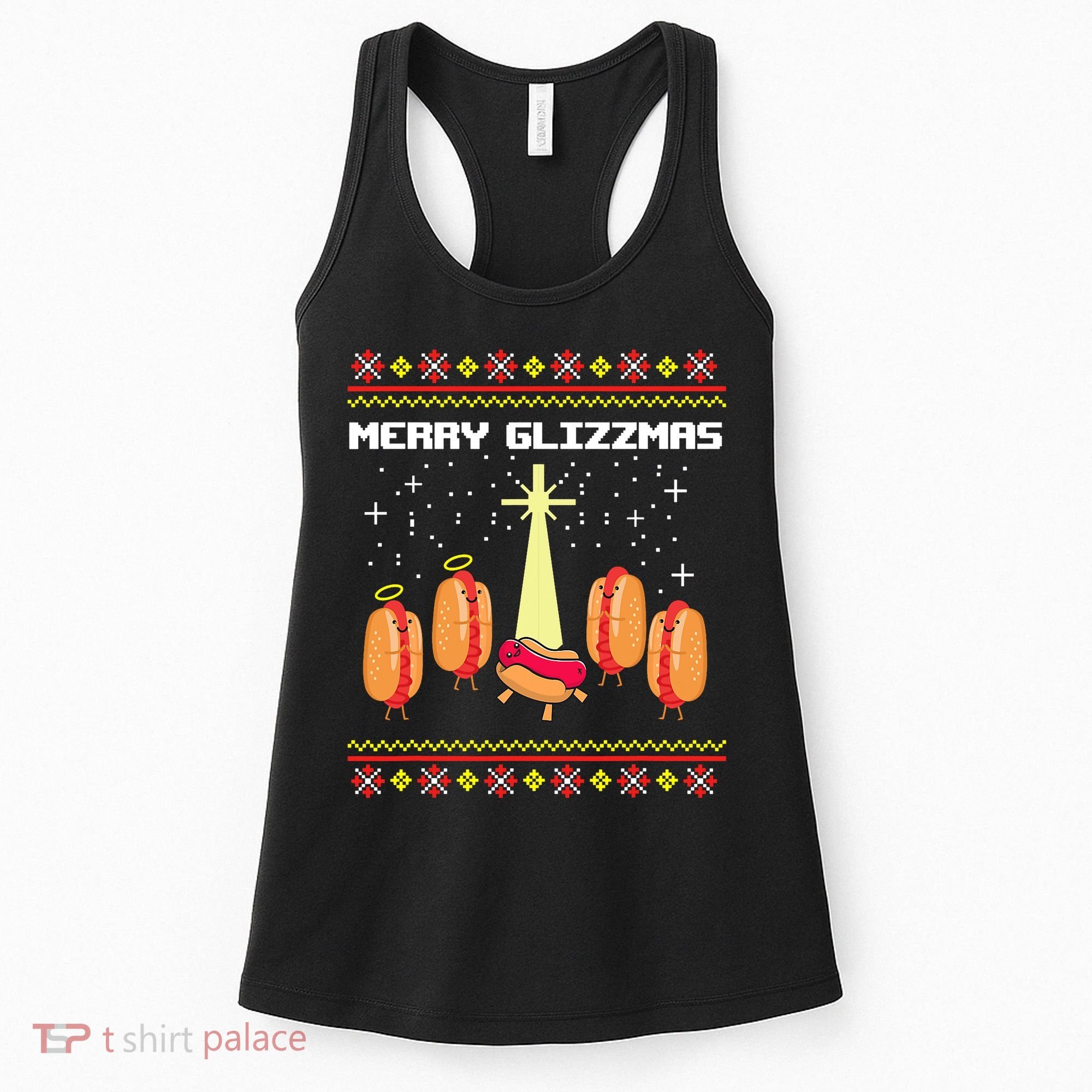 Merry Glizzmas Tacky Funny Merry Christmas Hot Dogs Women's Tank Top