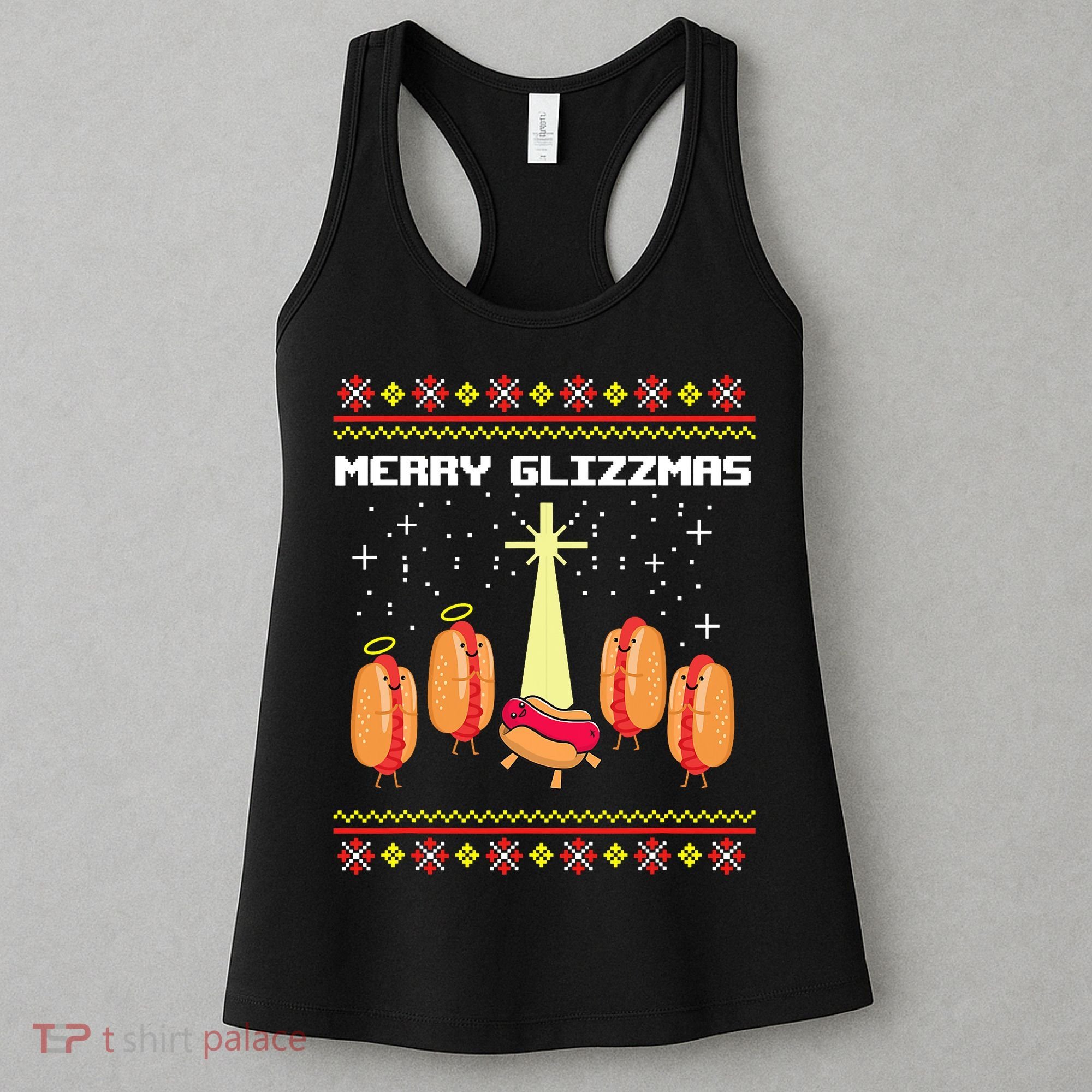 Merry Glizzmas Tacky Funny Merry Christmas Hot Dogs Women's Tank Top