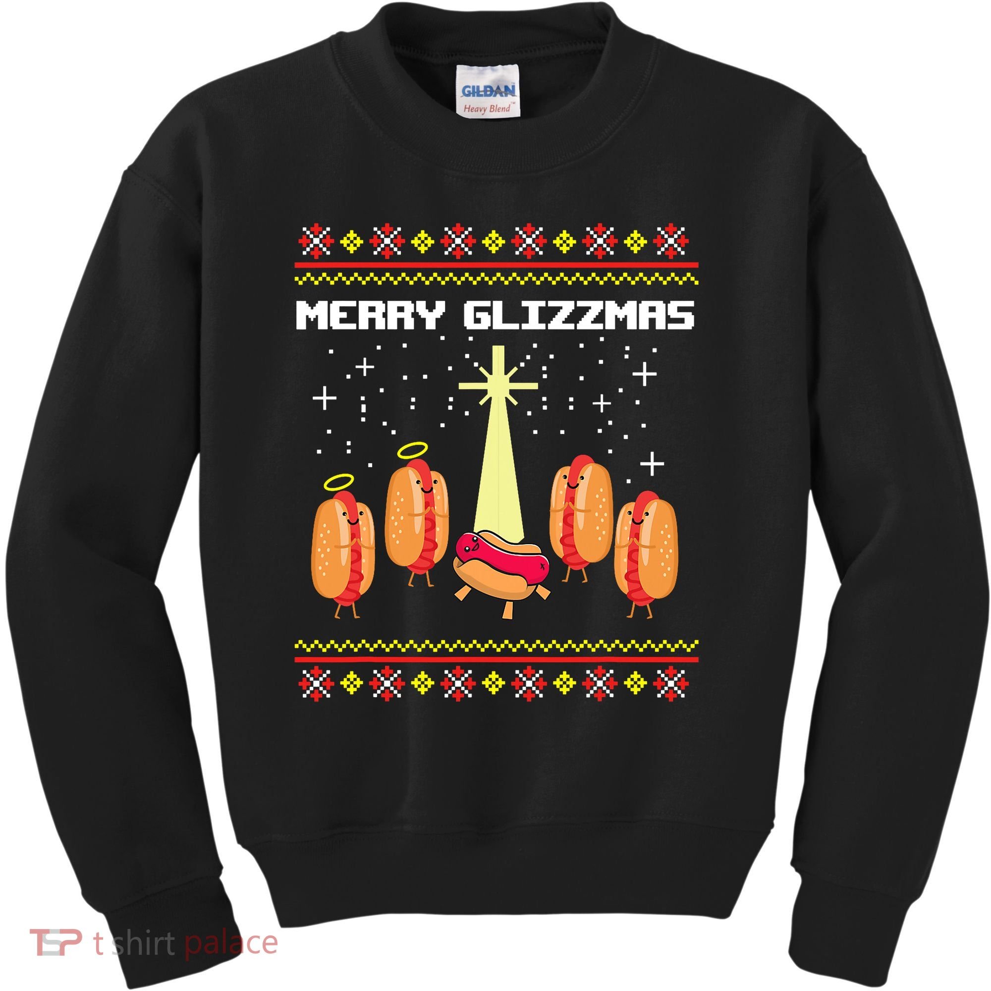 Merry Glizzmas Tacky Funny Merry Christmas Hot Dogs Kids Sweatshirt