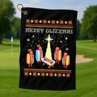 Merry Glizzmas Ugly Christmas Golf Towel thumb 1