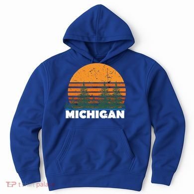 Michigan Gift Vintage Retro Sunset Mi State Hood Gift Hoodie